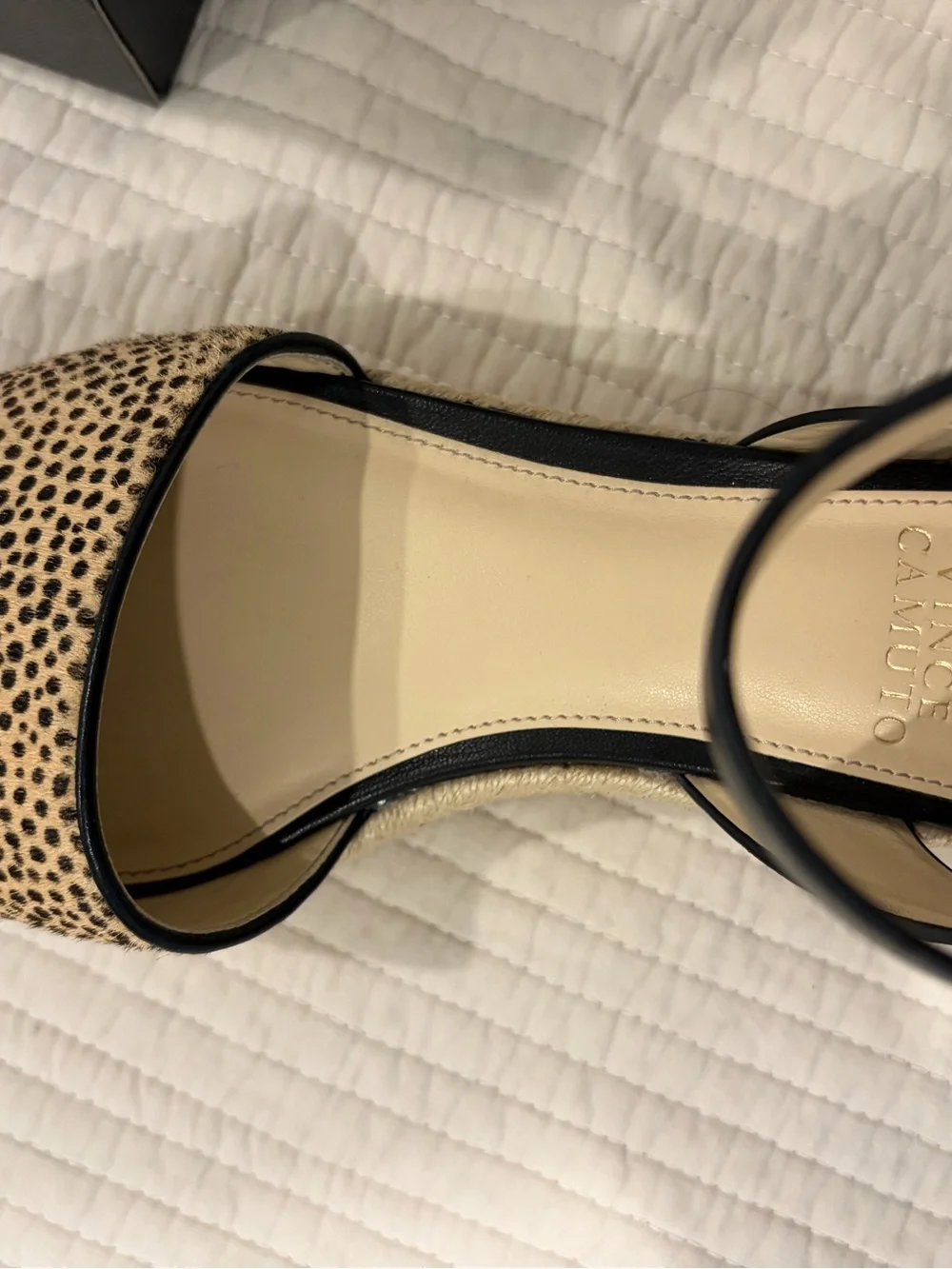 Woven Espadrille Sandals with Ankle Strap in Black and Tan